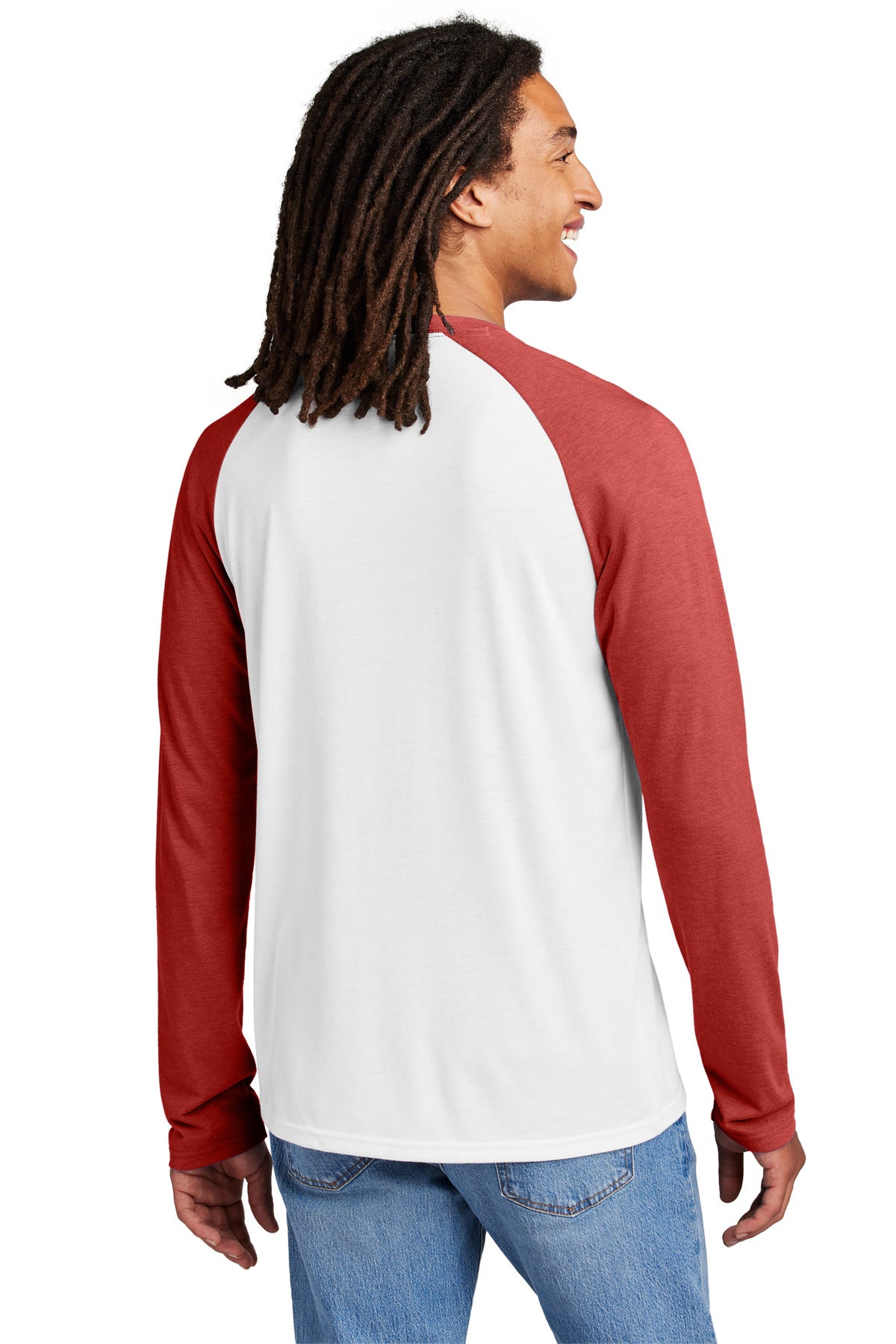 Allmade Unisex Tri-Blend Long Sleeve Colorblock Raglan AL6009 - Rise Up Red/ Bright White - back