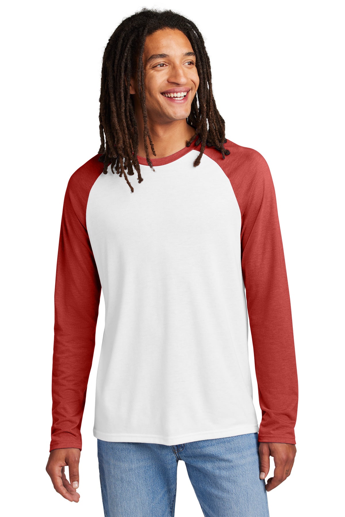 Allmade Unisex Tri-Blend Long Sleeve Colorblock Raglan AL6009 - Rise Up Red/ Bright White - front