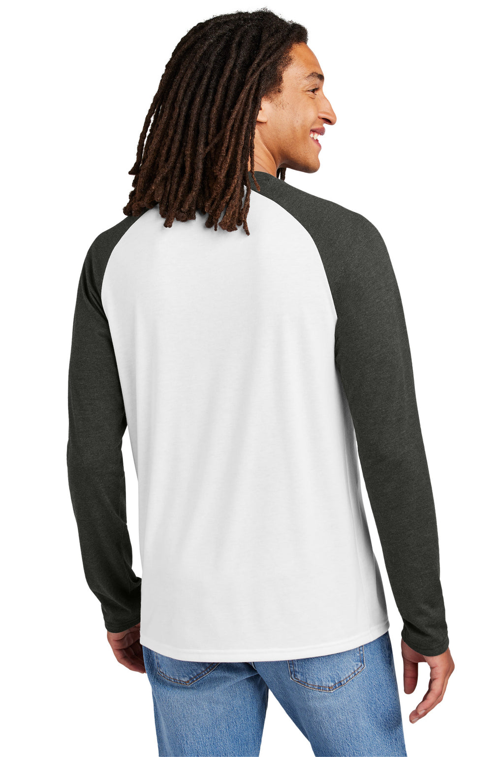 Allmade Unisex Tri-Blend Long Sleeve Colorblock Raglan AL6009 - Space Black/ Bright White - back