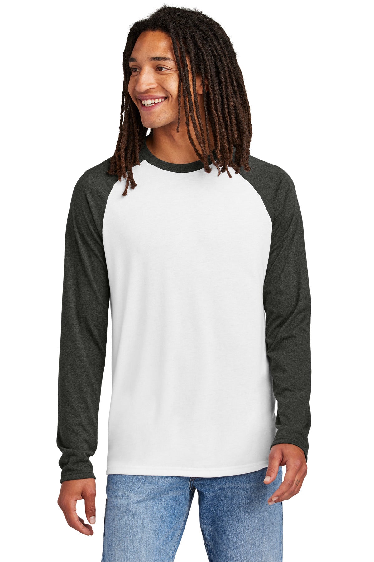 Allmade Unisex Tri-Blend Long Sleeve Colorblock Raglan AL6009 - Space Black/ Bright White - front