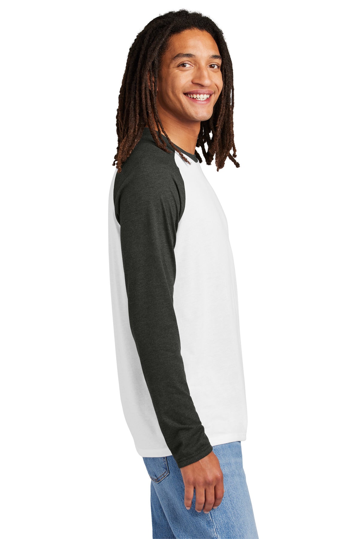 Allmade Unisex Tri-Blend Long Sleeve Colorblock Raglan AL6009 - Space Black/ Bright White - side