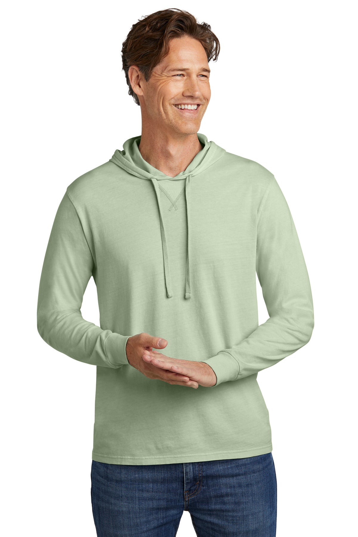 Allmade Unisex Mineral Dye Organic Cotton Hoodie Tee AL6305 - Lichen Green - front