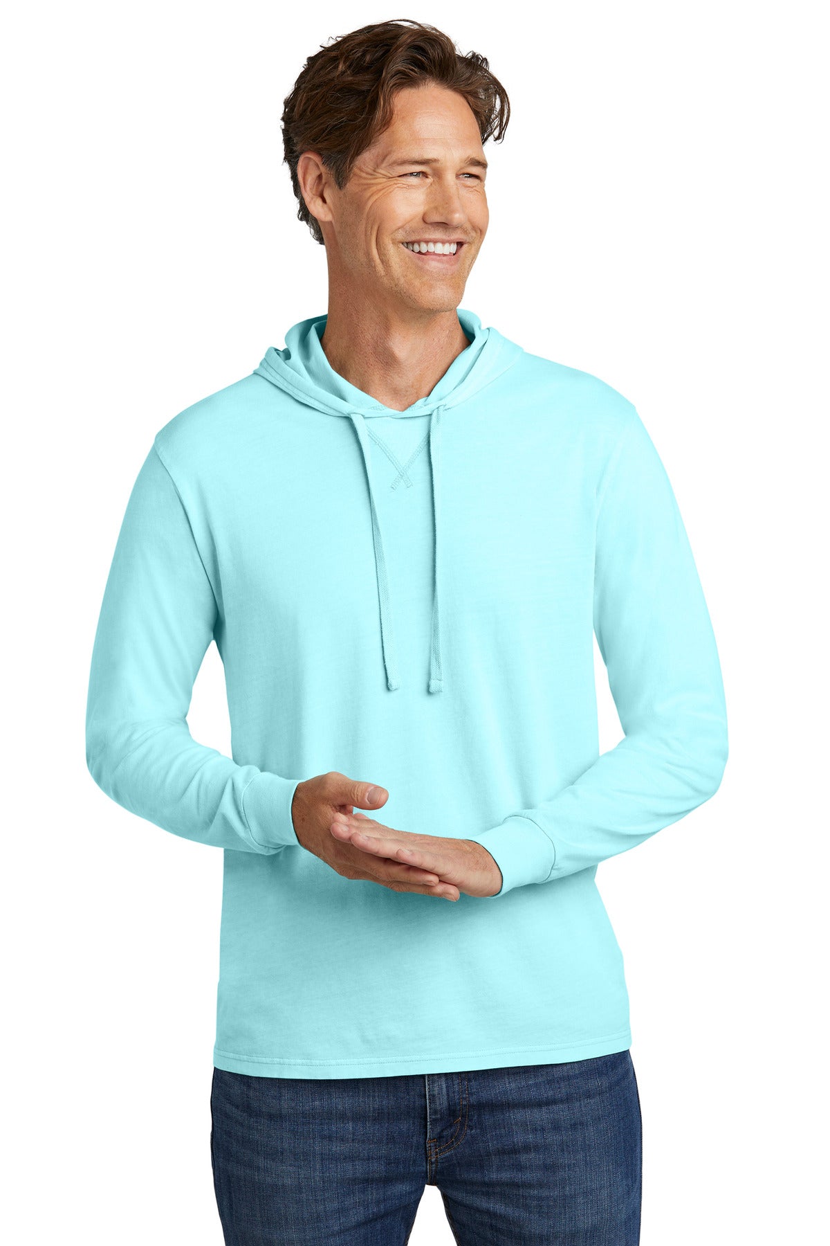 Allmade Unisex Mineral Dye Organic Cotton Hoodie Tee AL6305 - Saltwater Blue - front