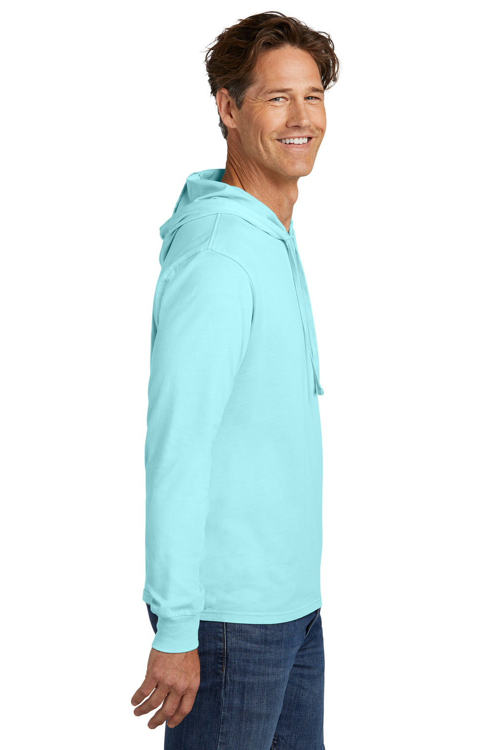 Allmade Unisex Mineral Dye Organic Cotton Hoodie Tee AL6305 - Saltwater Blue - side