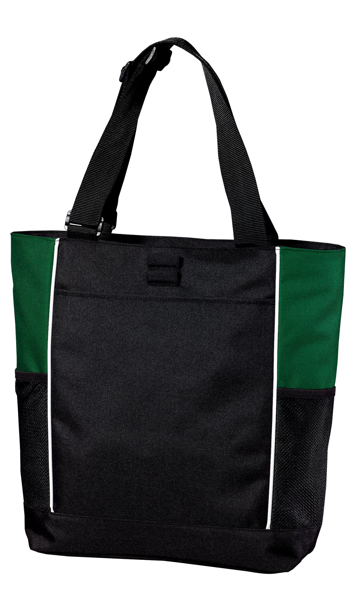 Port Authority Panel Tote. B5160 - Black/ Hunter - front
