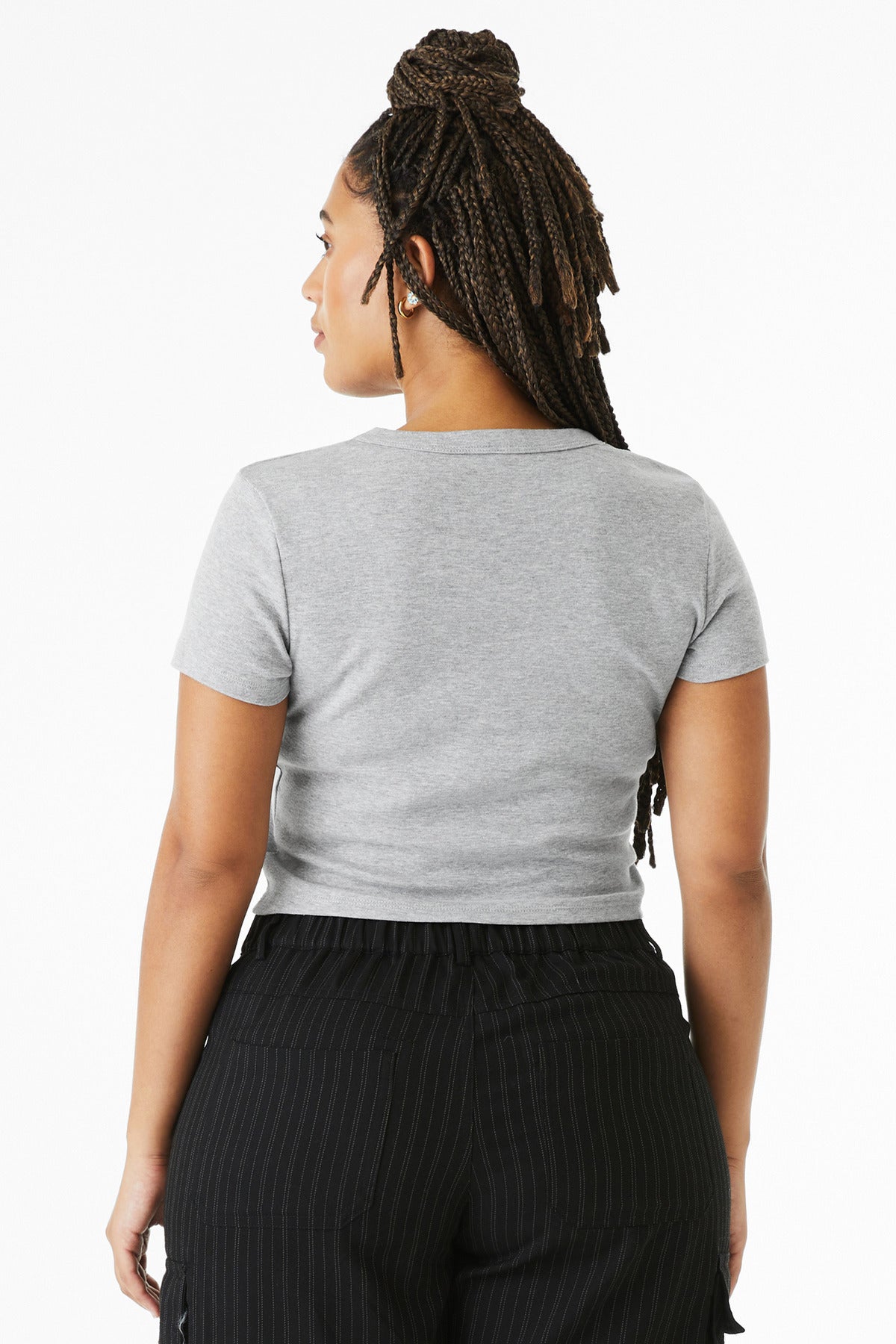 BELLA+CANVAS Women's Micro Rib Baby Tee BC1010 - Athletic Heather - back