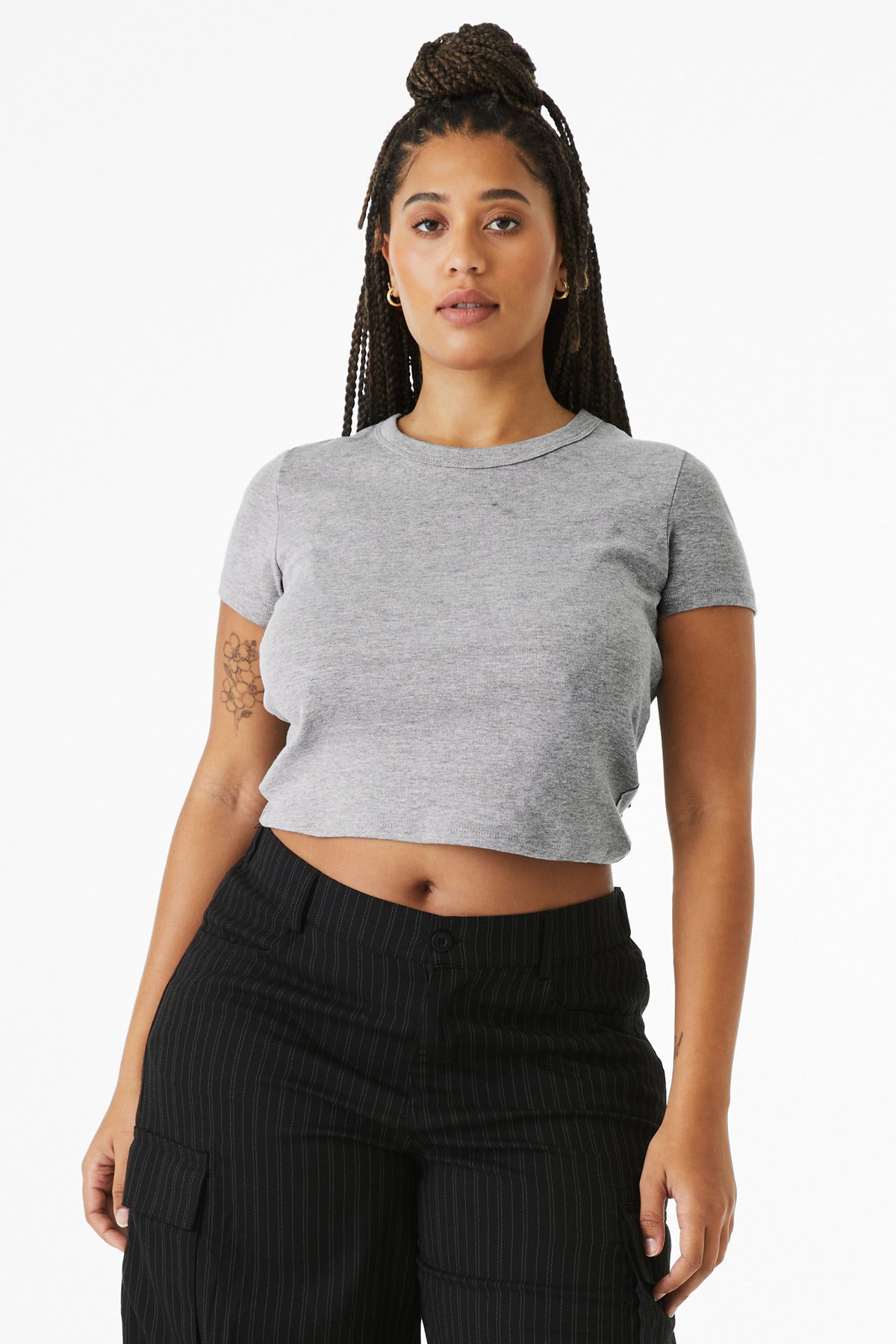 BELLA+CANVAS Women's Micro Rib Baby Tee BC1010 - Athletic Heather - front