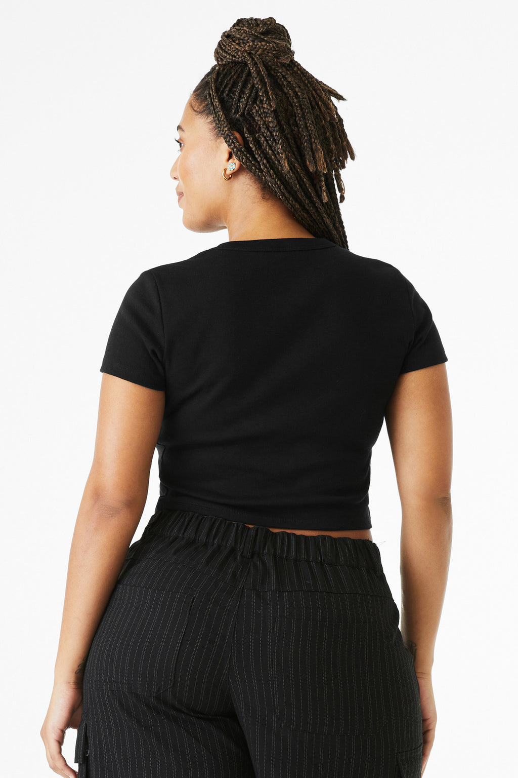 BELLA+CANVAS Women's Micro Rib Baby Tee BC1010 - Solid Black Blend - back