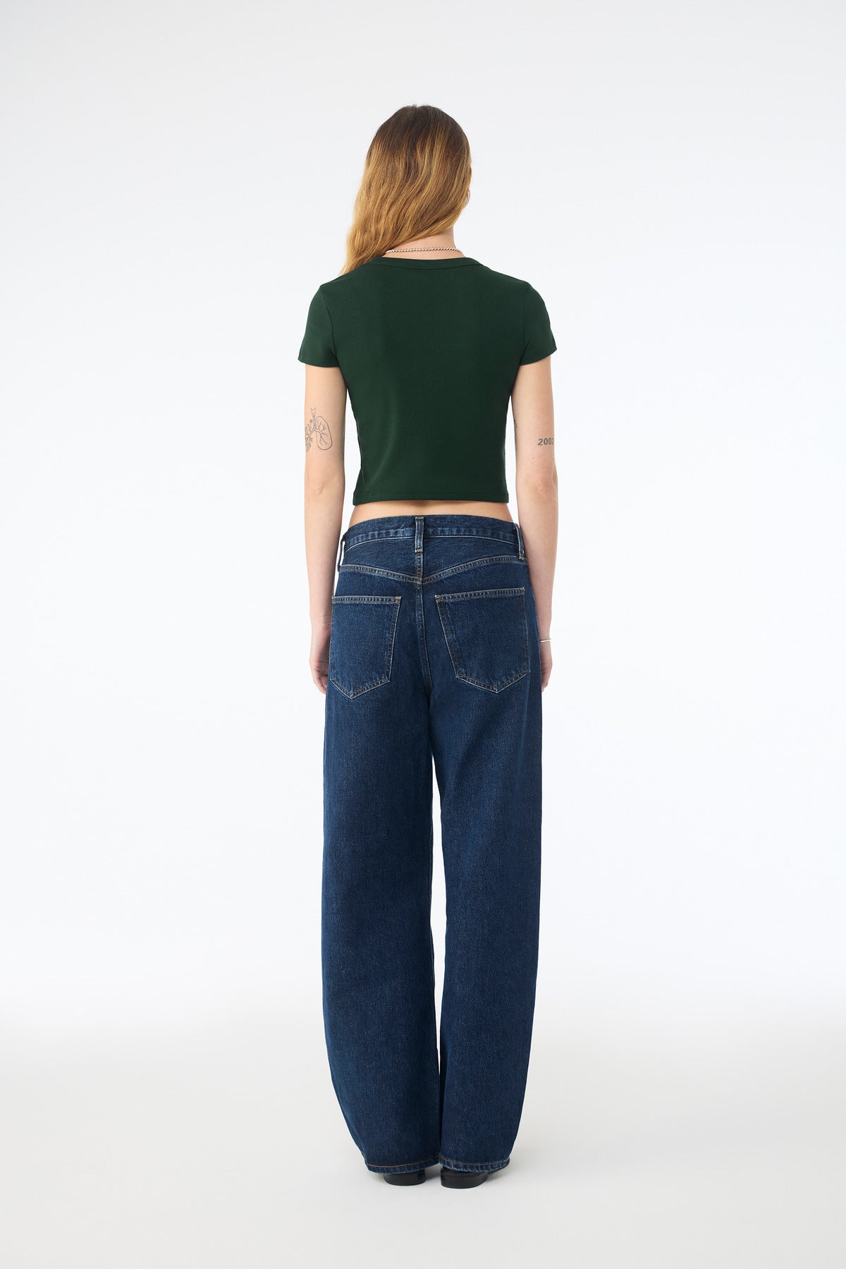 BELLA+CANVAS Women's Micro Rib Baby Tee BC1010 - Solid Forest Blend - back