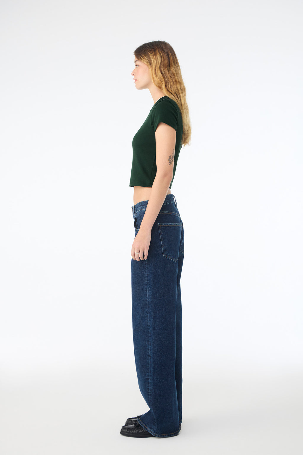 BELLA+CANVAS Women's Micro Rib Baby Tee BC1010 - Solid Forest Blend - side