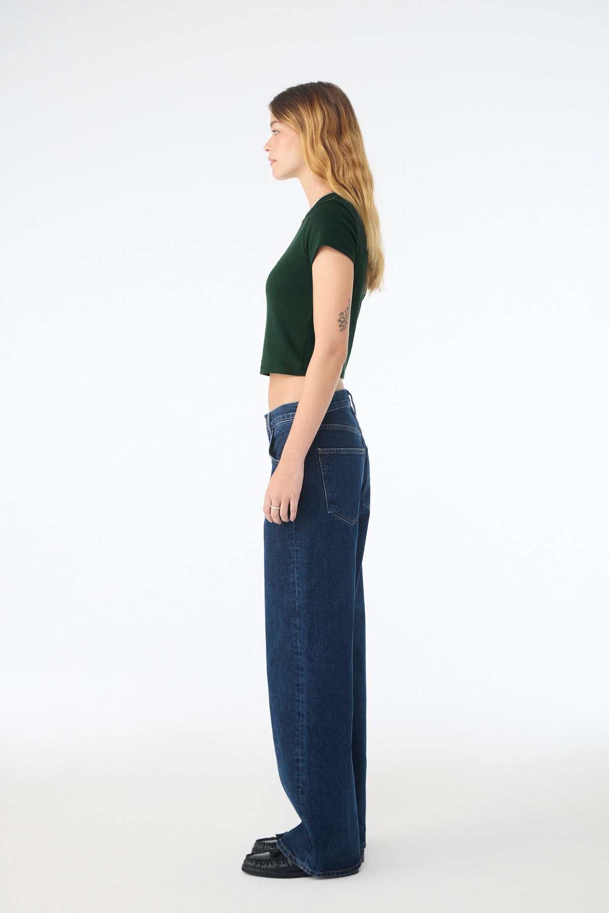 BELLA+CANVAS Women's Micro Rib Baby Tee BC1010 - Solid Forest Blend - side