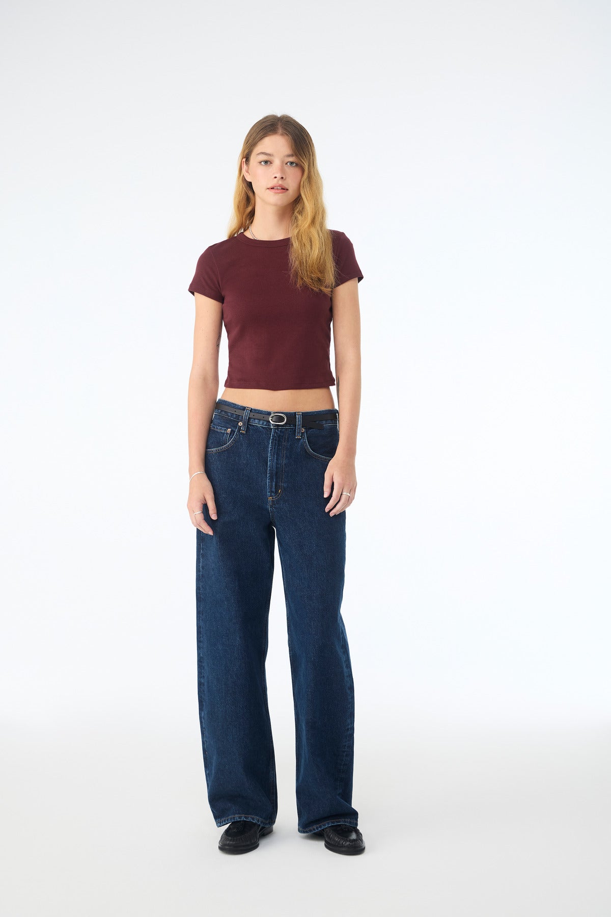BELLA+CANVAS Women's Micro Rib Baby Tee BC1010 - Solid Maroon Blend - front