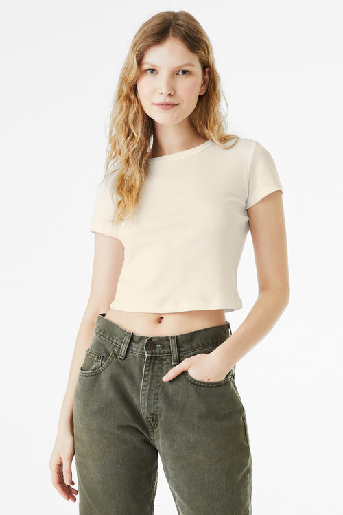 BELLA+CANVAS Women's Micro Rib Baby Tee BC1010 - Solid Natural Blend - front
