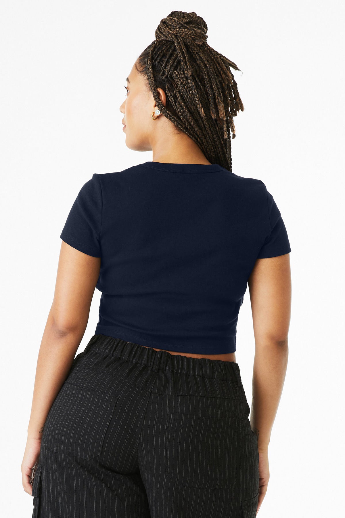 BELLA+CANVAS Women's Micro Rib Baby Tee BC1010 - Solid Navy Blend - back