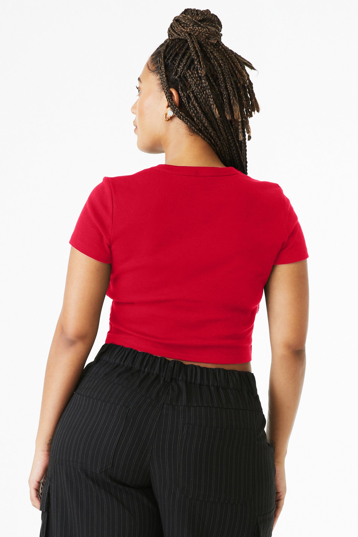 BELLA+CANVAS Women's Micro Rib Baby Tee BC1010 - Solid Red Blend - back