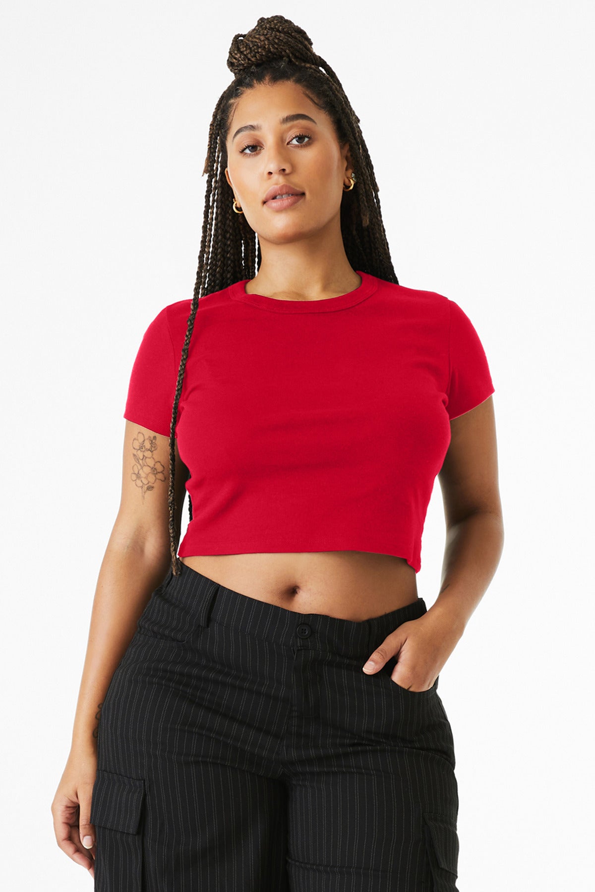 BELLA+CANVAS Women's Micro Rib Baby Tee BC1010 - Solid Red Blend - front