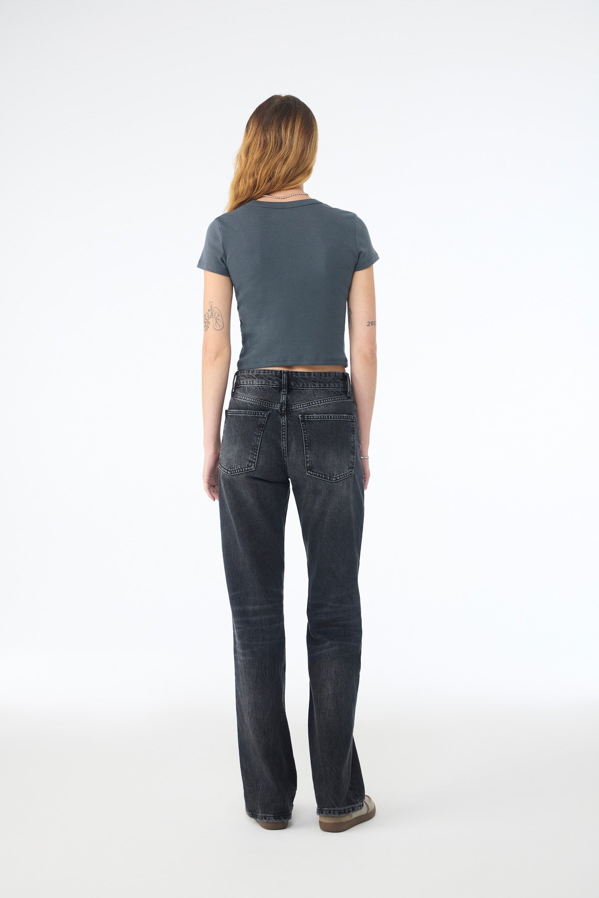 BELLA+CANVAS Women's Micro Rib Baby Tee BC1010 - Solid Vintage Navy Blend - back