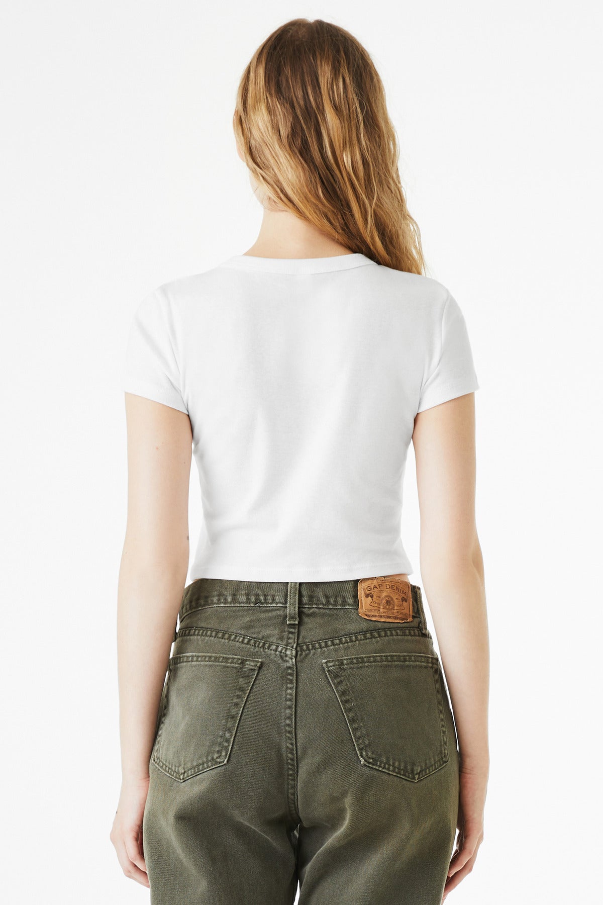 BELLA+CANVAS Women's Micro Rib Baby Tee BC1010 - Solid White Blend - back