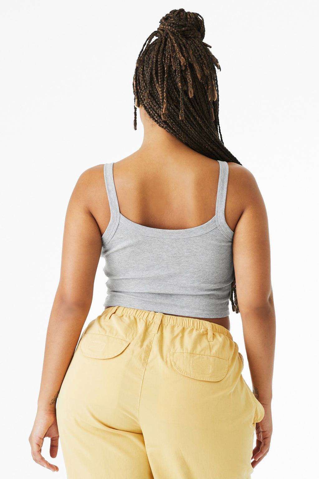 BELLA+CANVAS Women's Micro Rib Spaghetti Strap Tank BC1012 - Athletic Heather - back