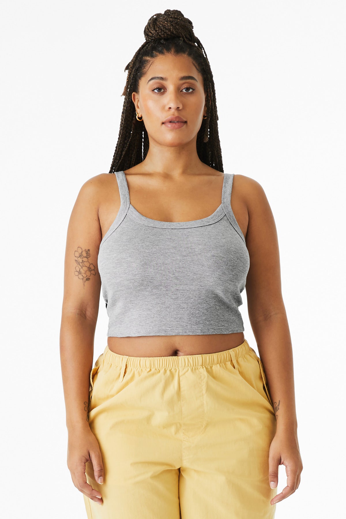 BELLA+CANVAS Women's Micro Rib Spaghetti Strap Tank BC1012 - Athletic Heather - front