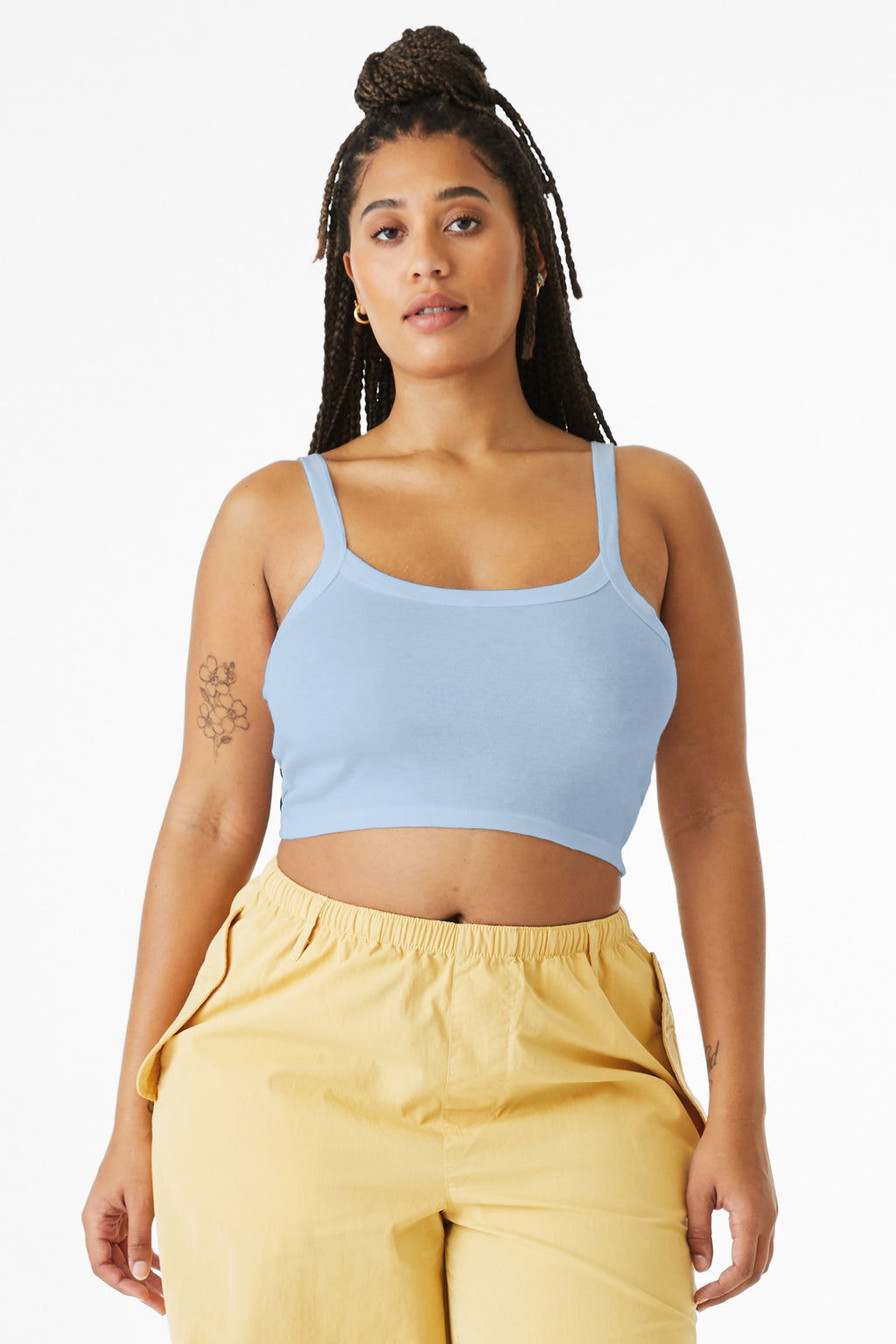 BELLA+CANVAS Women's Micro Rib Spaghetti Strap Tank BC1012 - Solid Baby Blue Blend - front