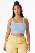 BELLA+CANVAS Women's Micro Rib Spaghetti Strap Tank BC1012 - Solid Baby Blue Blend - front