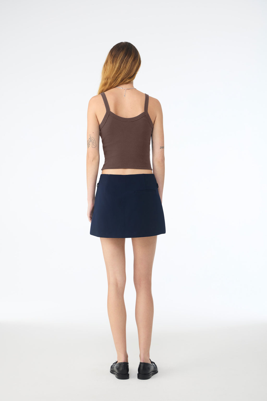 BELLA+CANVAS Women's Micro Rib Spaghetti Strap Tank BC1012 - Solid Cocoa Blend - back