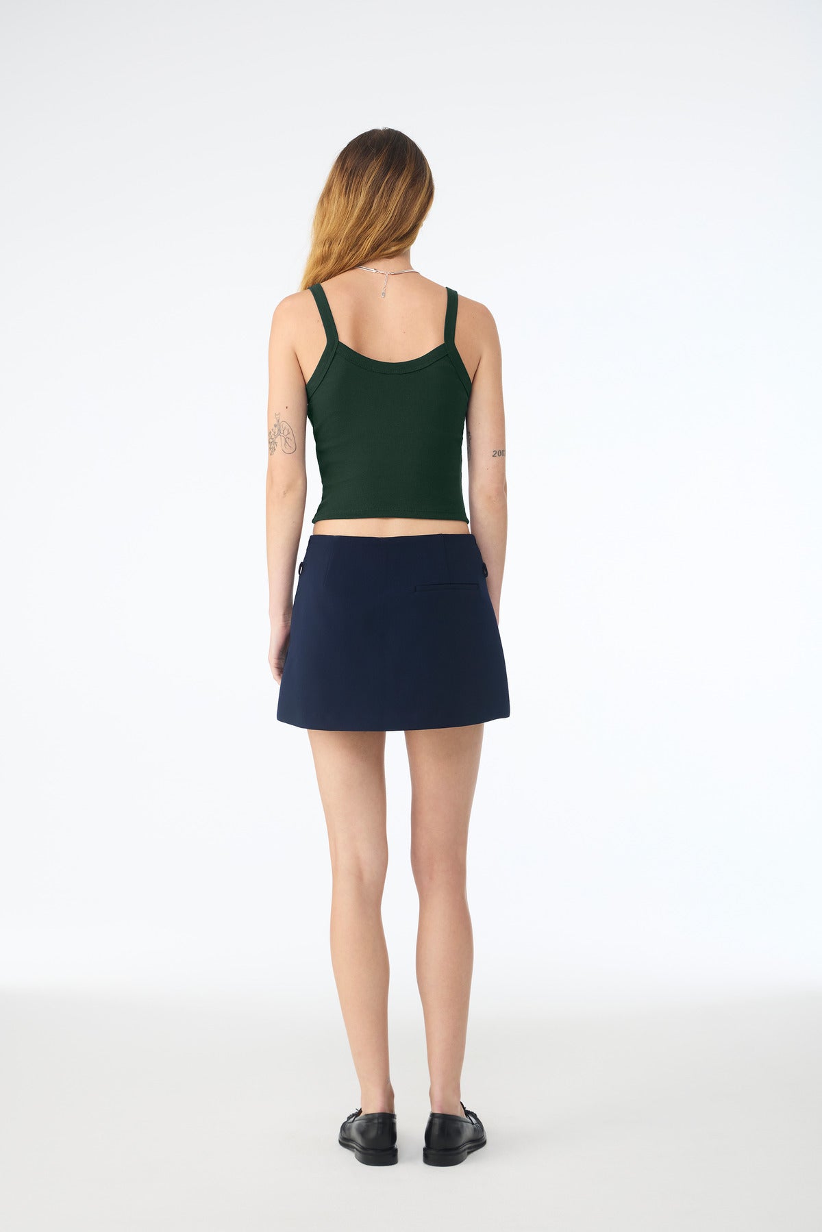 BELLA+CANVAS Women's Micro Rib Spaghetti Strap Tank BC1012 - Solid Forest Blend - back