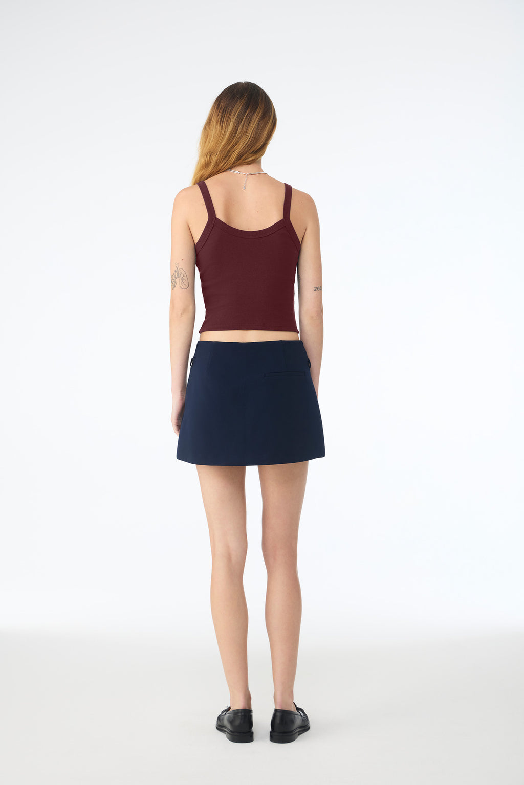 BELLA+CANVAS Women's Micro Rib Spaghetti Strap Tank BC1012 - Solid Maroon Blend - back