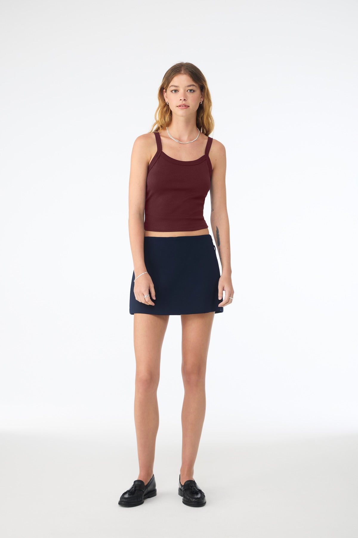 BELLA+CANVAS Women's Micro Rib Spaghetti Strap Tank BC1012 - Solid Maroon Blend - front