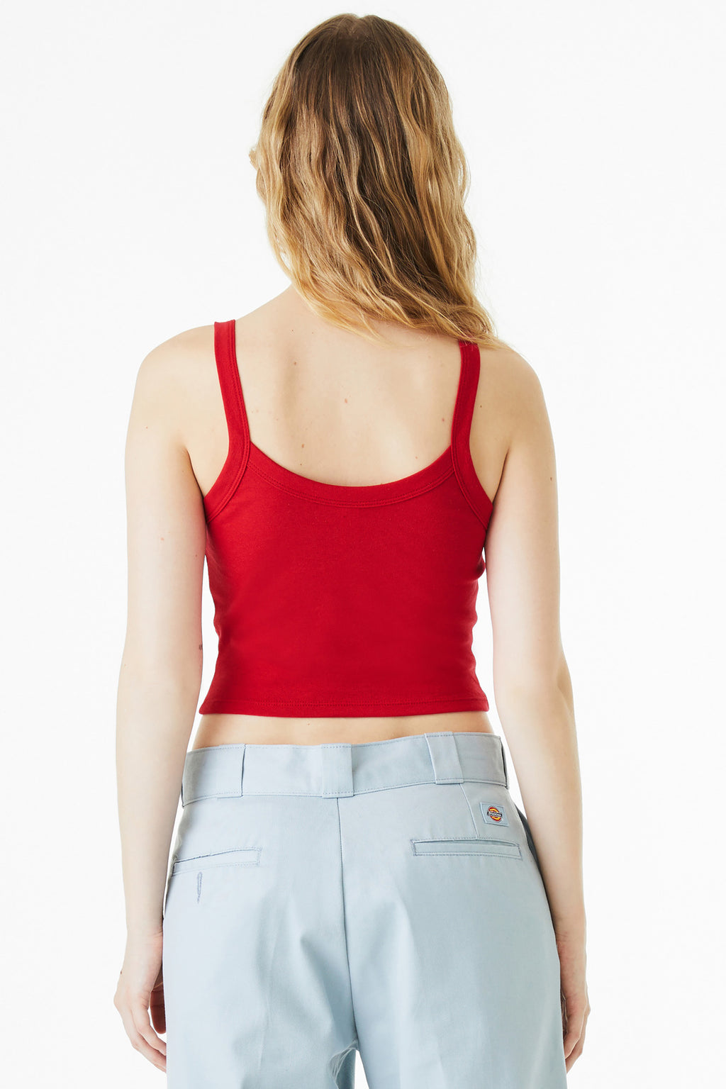 BELLA+CANVAS Women's Micro Rib Spaghetti Strap Tank BC1012 - Solid Red Blend - back