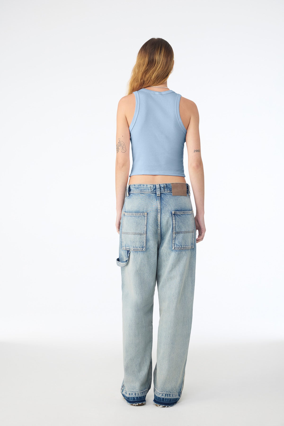 BELLA+CANVAS Women's Micro Rib Racer Tank BC1019 - Solid Baby Blue Blend - back