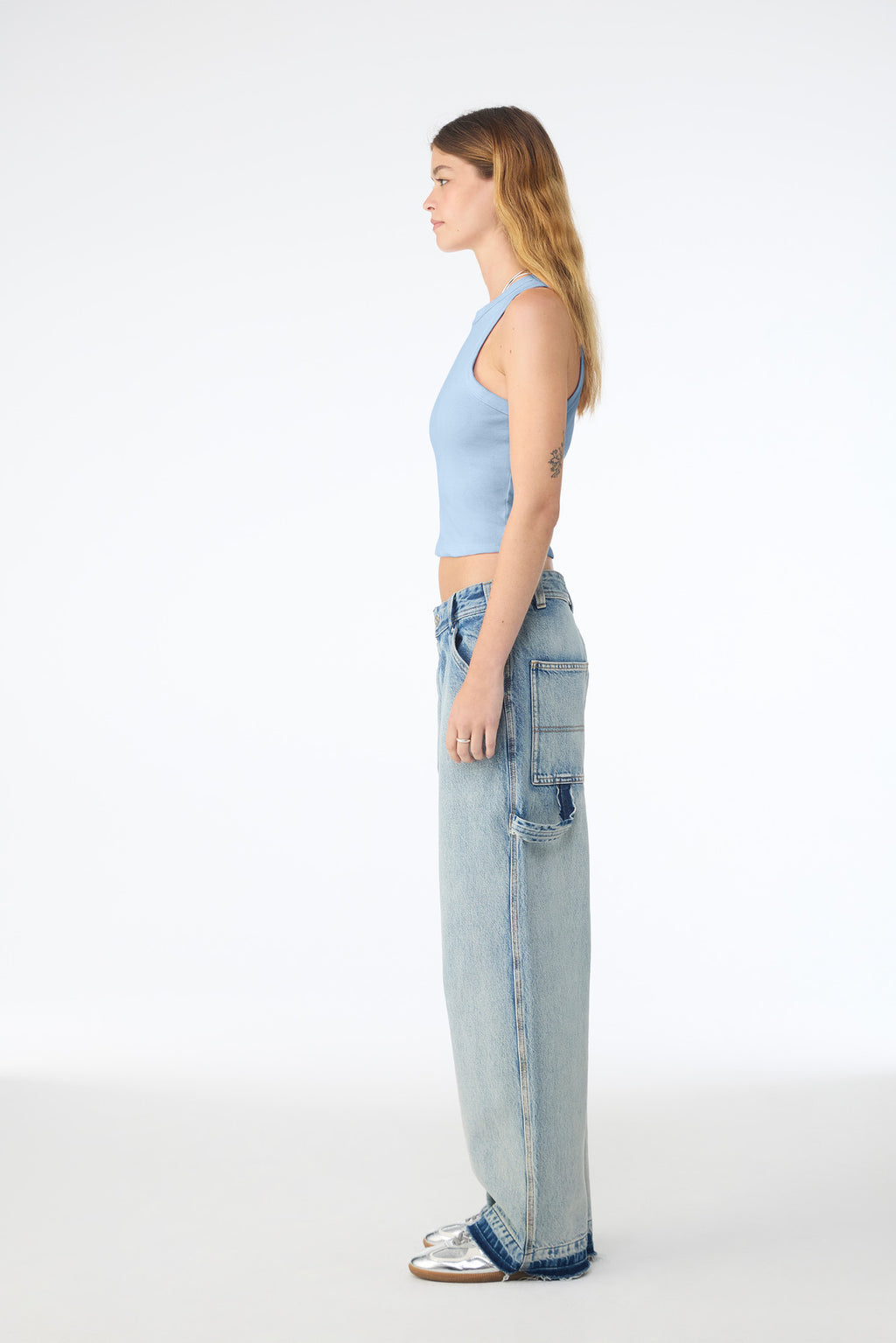BELLA+CANVAS Women's Micro Rib Racer Tank BC1019 - Solid Baby Blue Blend - side