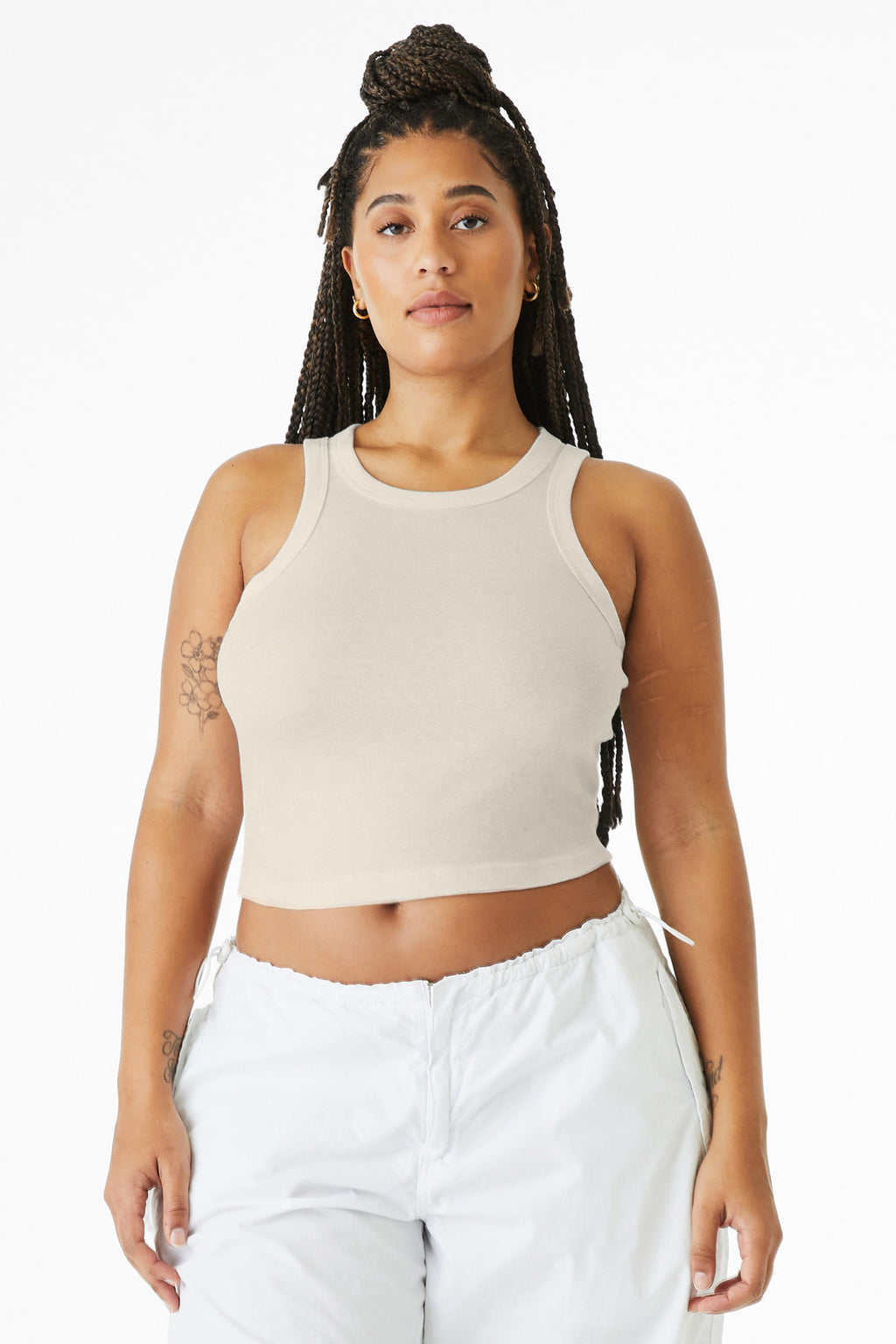 BELLA+CANVAS Women's Micro Rib Racer Tank BC1019 - Solid Natural Blend - front