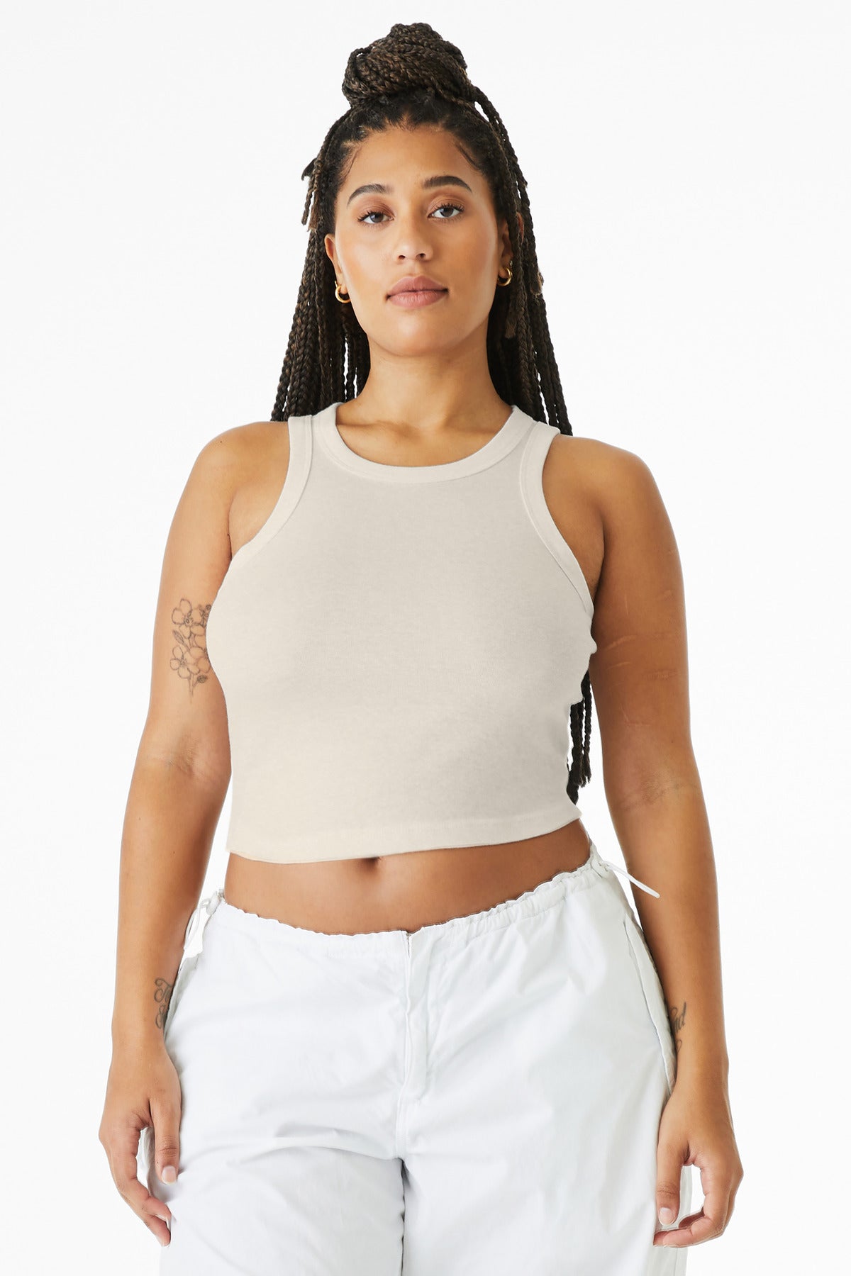 BELLA+CANVAS Women's Micro Rib Racer Tank BC1019 - Solid Natural Blend - front