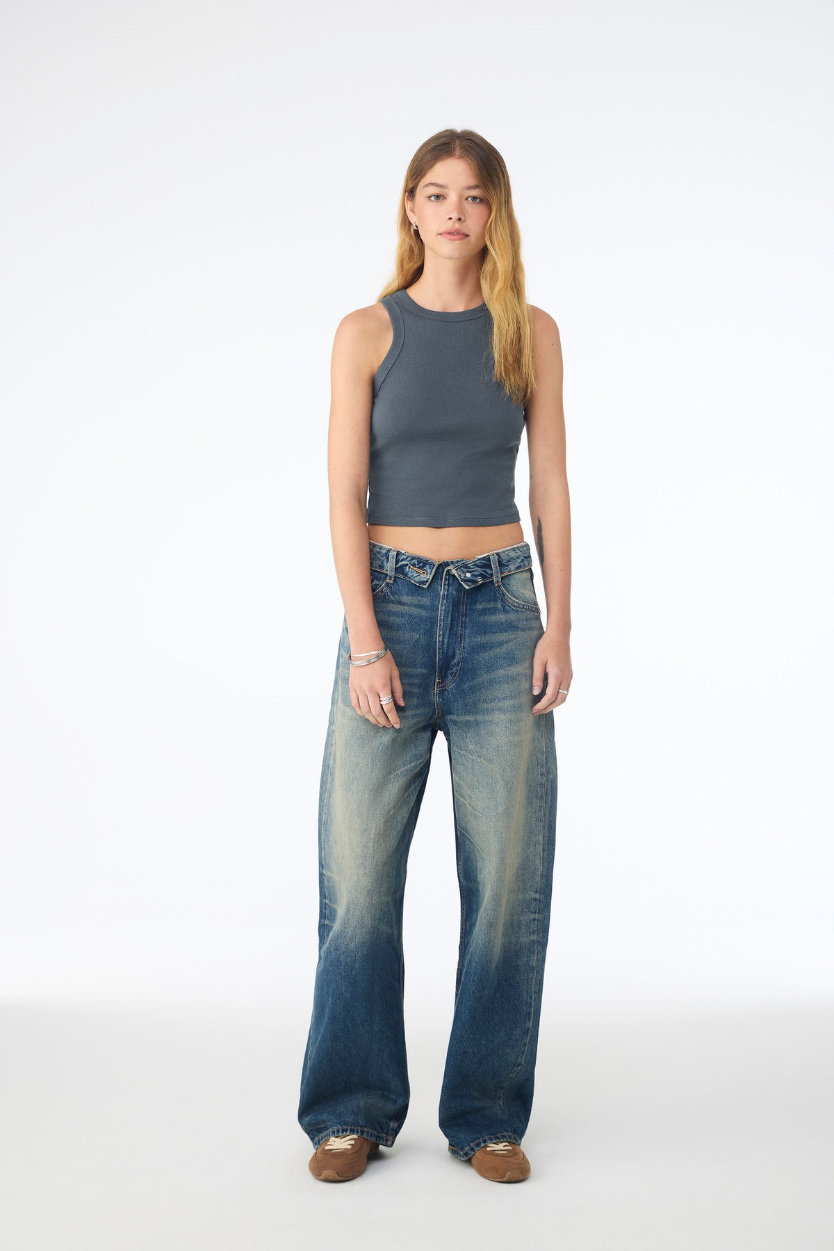 BELLA+CANVAS Women's Micro Rib Racer Tank BC1019 - Solid Vintage Navy Blend - front