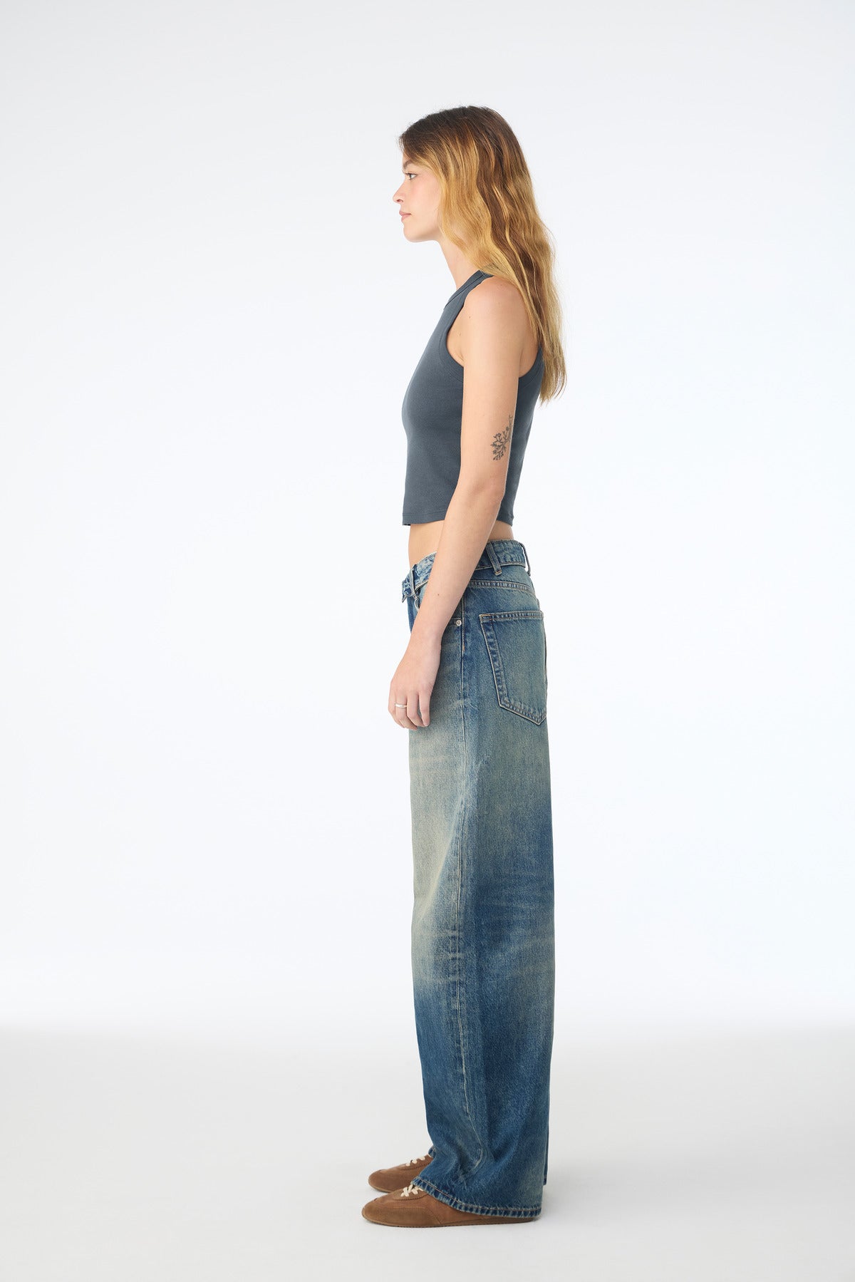 BELLA+CANVAS Women's Micro Rib Racer Tank BC1019 - Solid Vintage Navy Blend - side