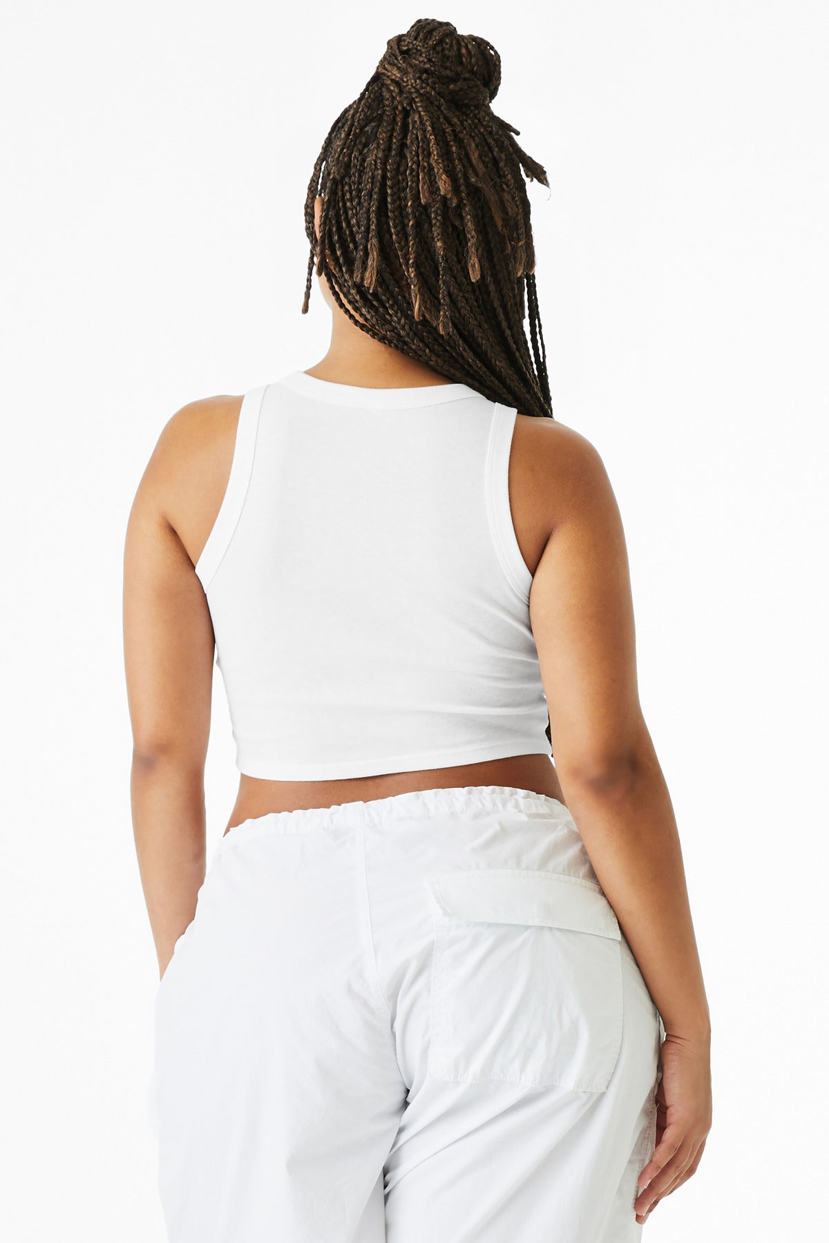 BELLA+CANVAS Women's Micro Rib Racer Tank BC1019 - Solid White Blend - back