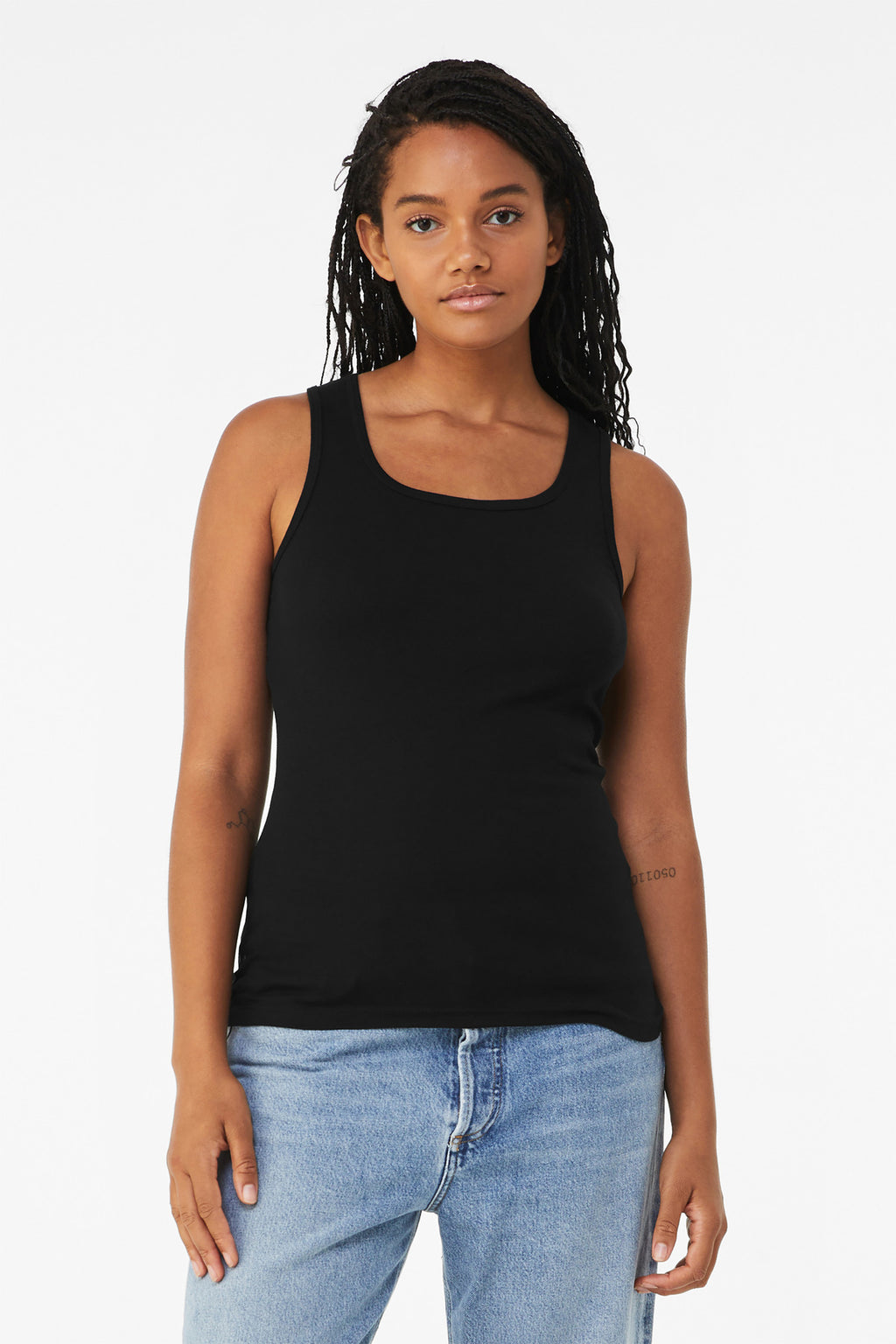 BELLA+CANVAS Women's Baby Rib Tank BC1080 - Black - front