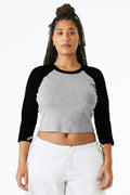 BELLA+CANVAS Women's Micro Rib 3/4 Raglan Baby Tee BC1200 - Athletic Heather/ Black - front