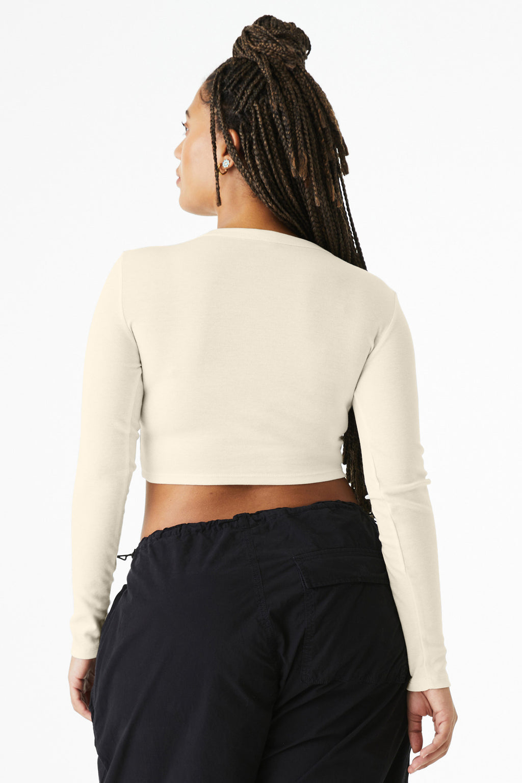 BELLA+CANVAS Women's Micro Rib Long Sleeve Baby Tee BC1501 - Solid Natural Blend - back