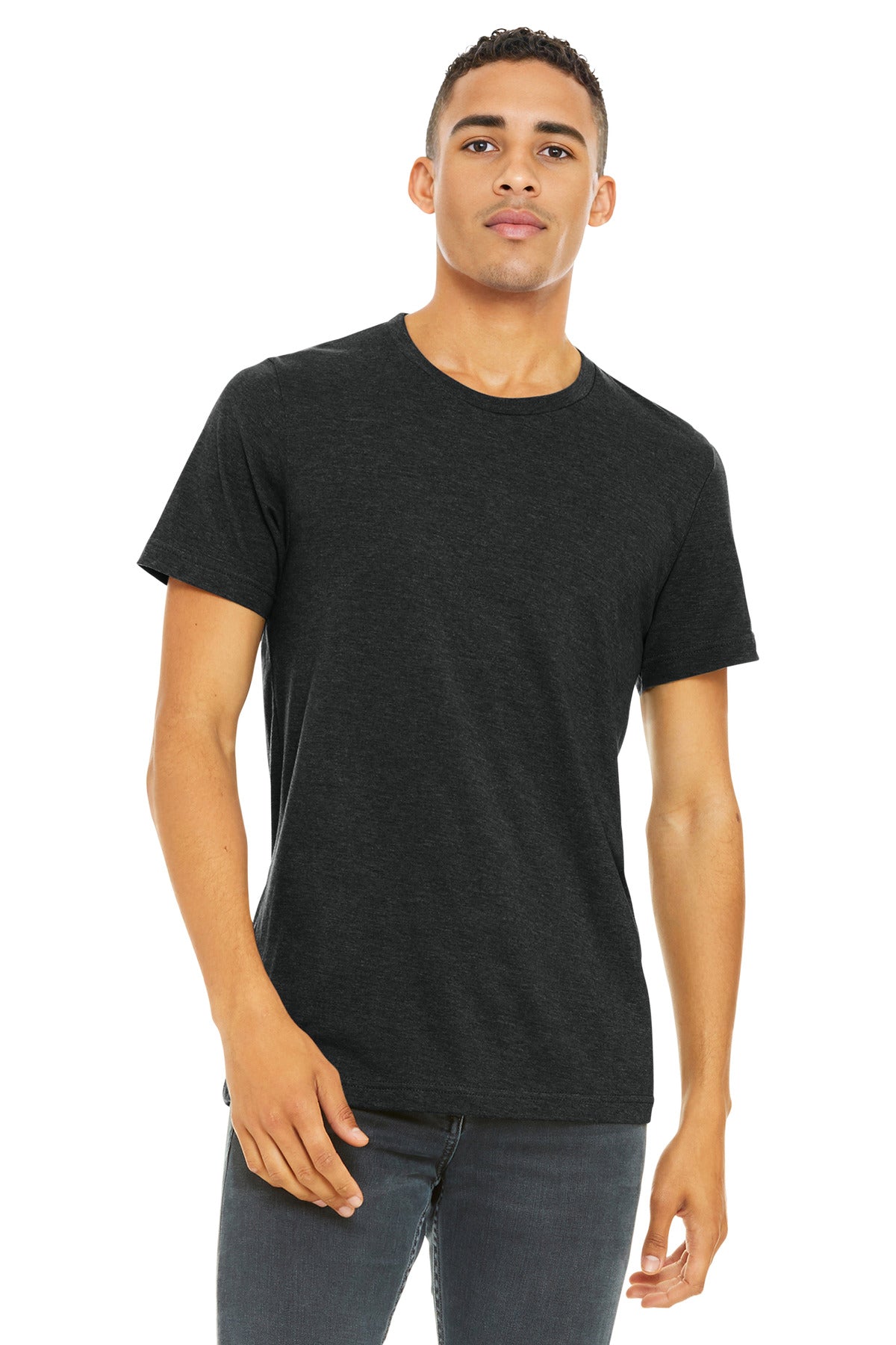 BELLA+CANVAS Unisex Heather CVC Short Sleeve Tee. BC3001CVC - Black Heather - front