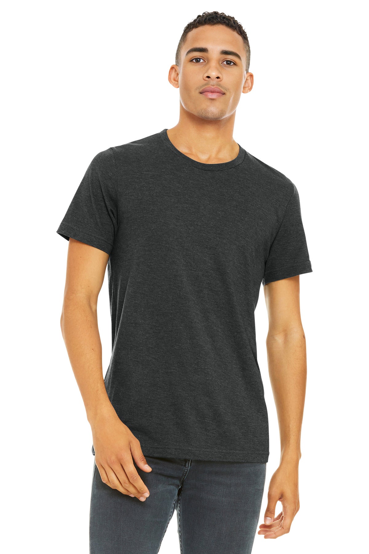 BELLA+CANVAS Unisex Heather CVC Short Sleeve Tee. BC3001CVC - Dark Grey Heather - front