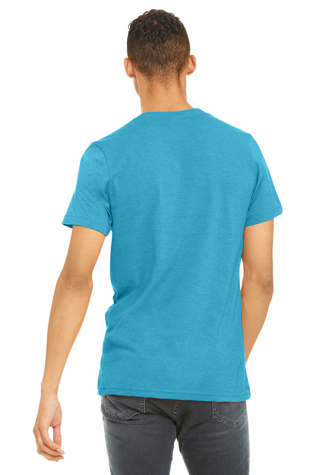 BELLA+CANVAS Unisex Heather CVC Short Sleeve Tee. BC3001CVC - Heather Aqua - back