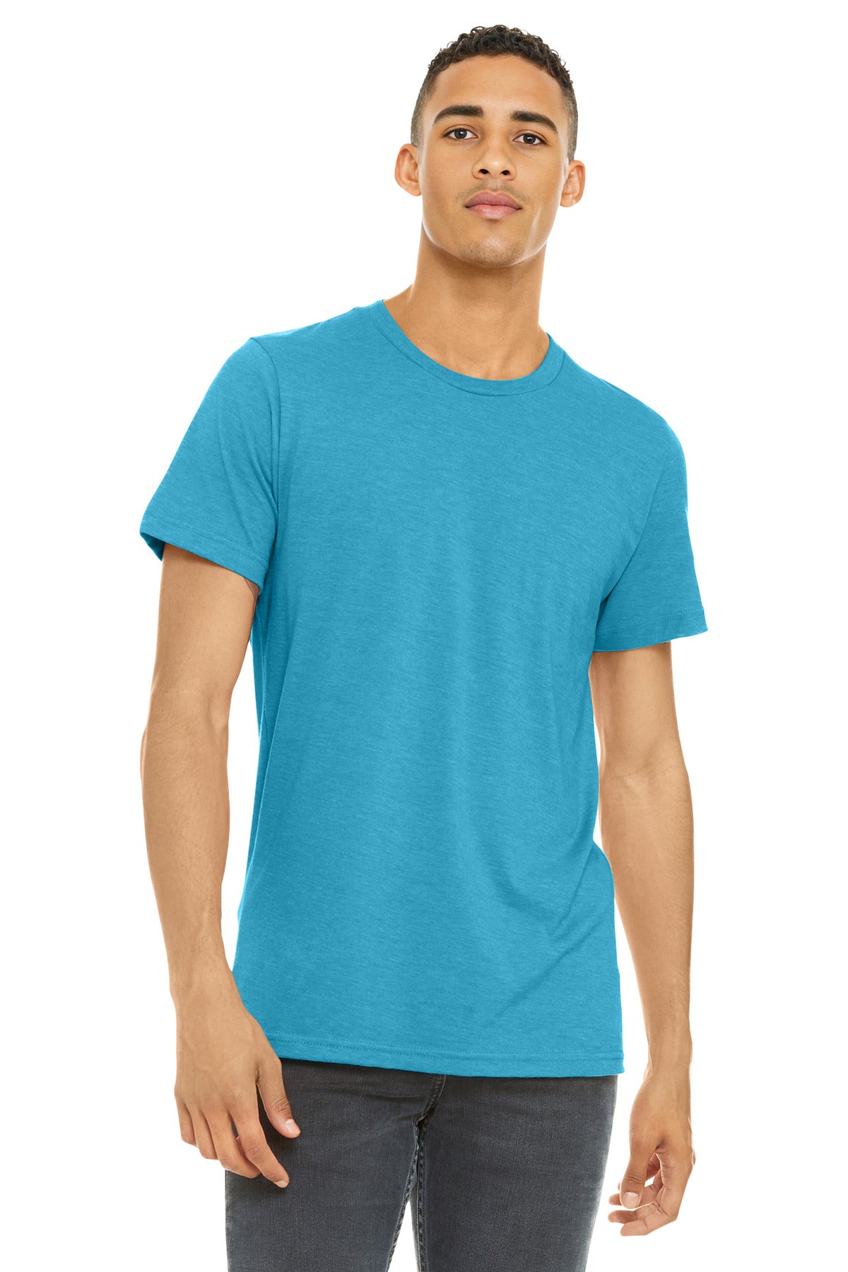 BELLA+CANVAS Unisex Heather CVC Short Sleeve Tee. BC3001CVC - Heather Aqua - front