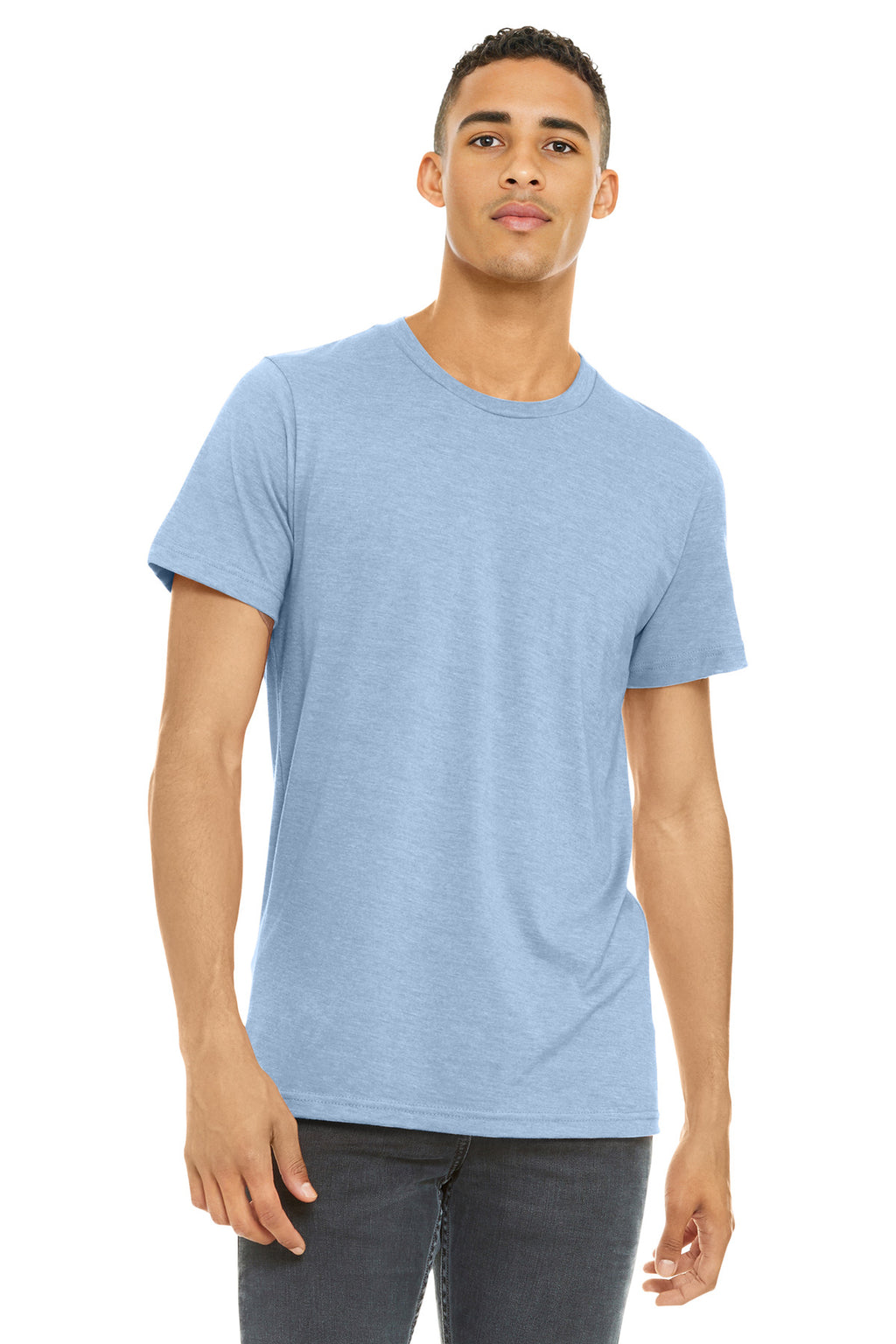 BELLA+CANVAS Unisex Heather CVC Short Sleeve Tee. BC3001CVC - Heather Baby Blue - front