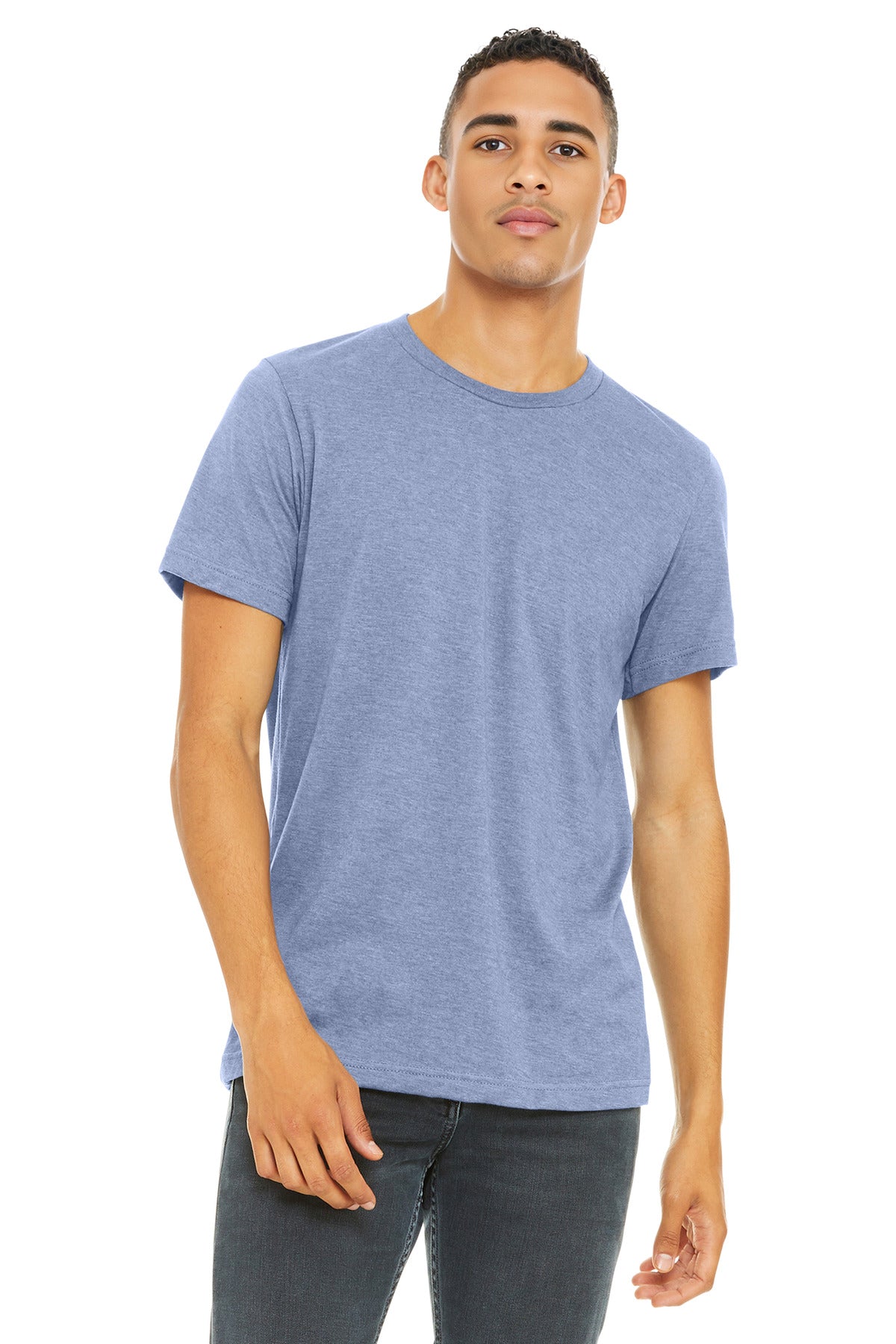 BELLA+CANVAS Unisex Heather CVC Short Sleeve Tee. BC3001CVC - Heather Blue - front
