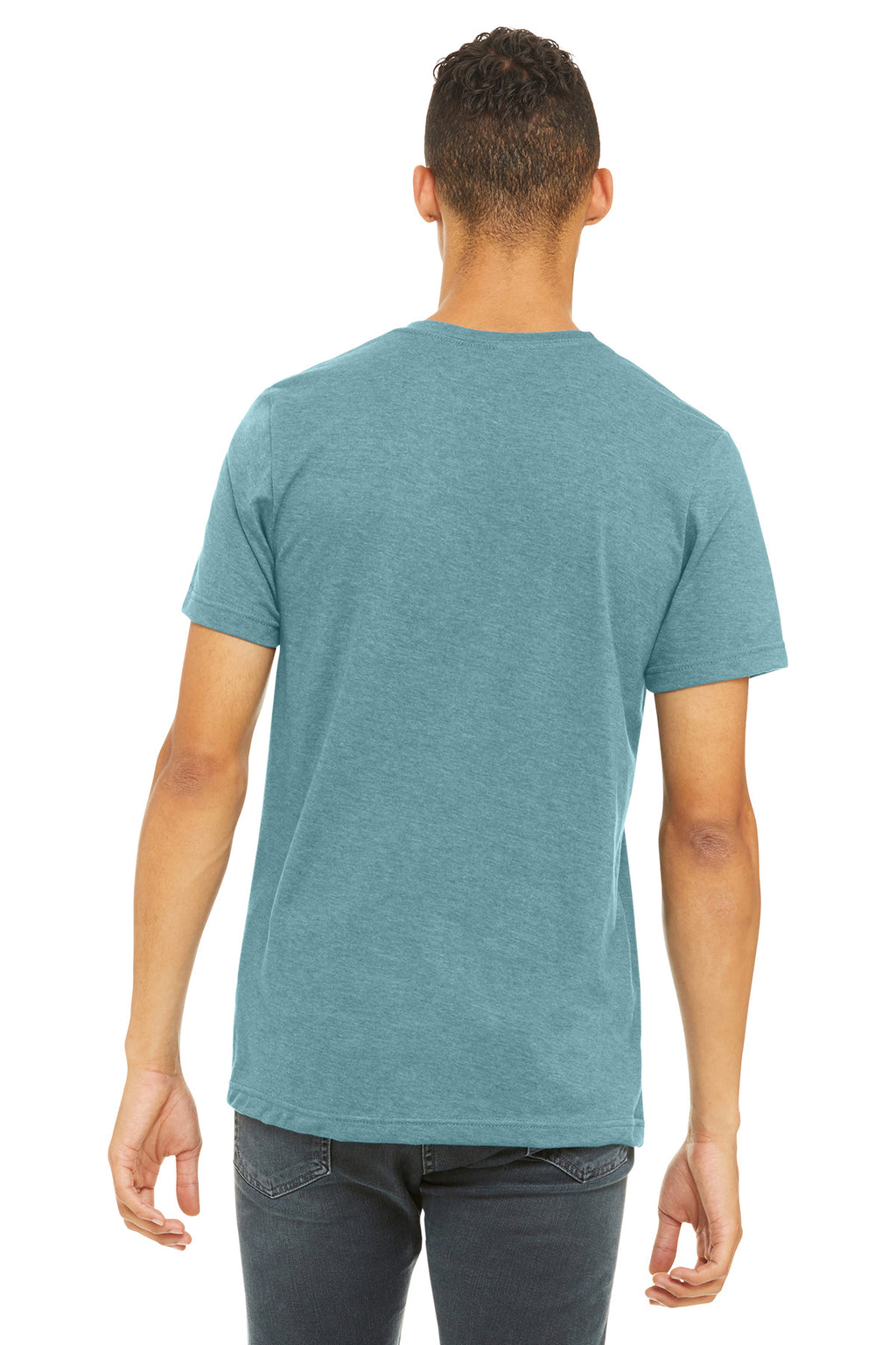BELLA+CANVAS Unisex Heather CVC Short Sleeve Tee. BC3001CVC - Heather Blue Lagoon - back