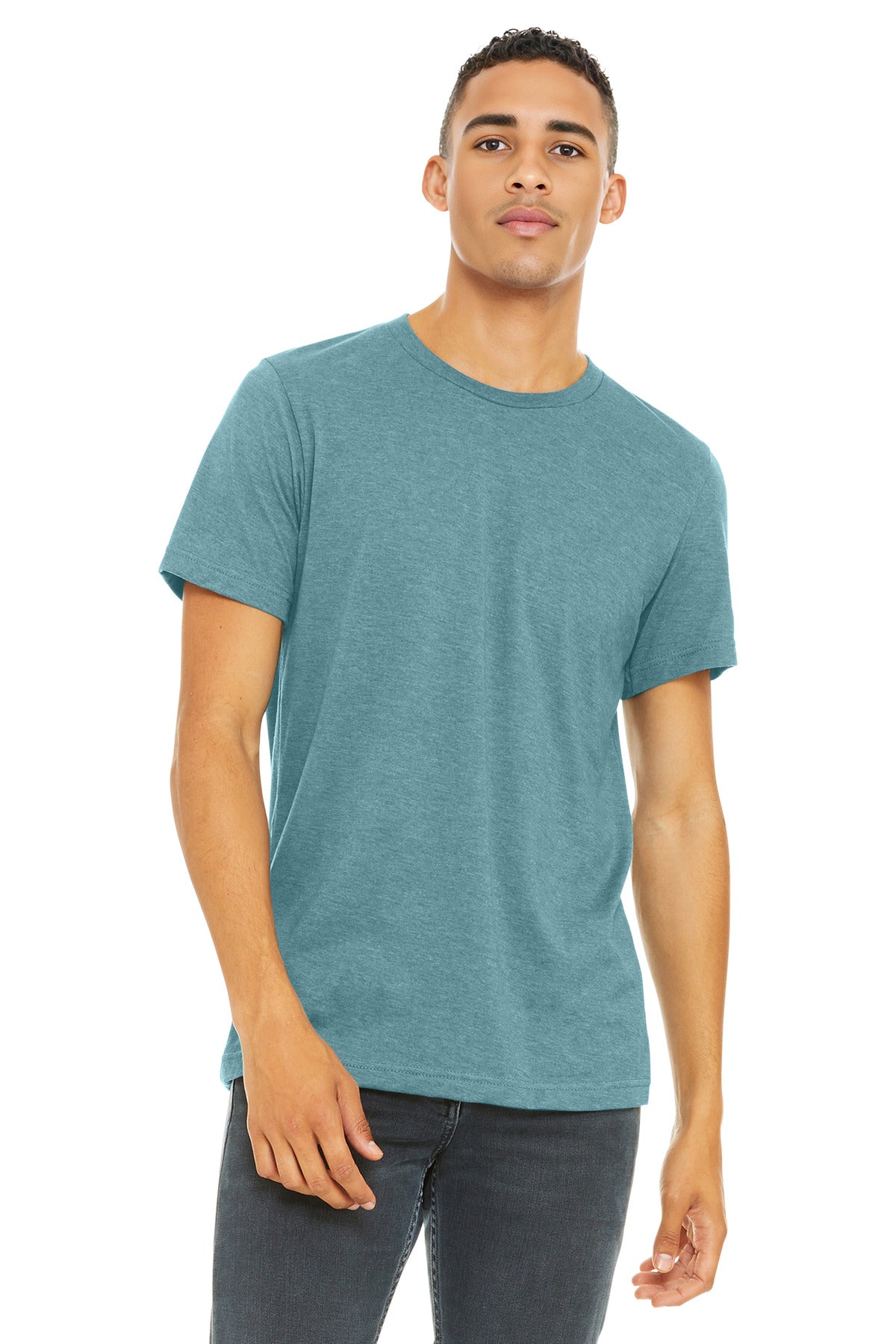 BELLA+CANVAS Unisex Heather CVC Short Sleeve Tee. BC3001CVC - Heather Blue Lagoon - front