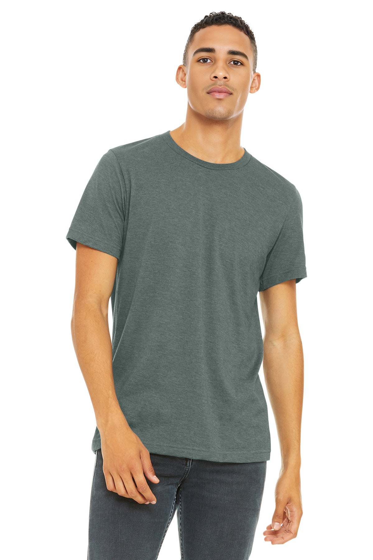 BELLA+CANVAS Unisex Heather CVC Short Sleeve Tee. BC3001CVC - Heather Blue Storm - front